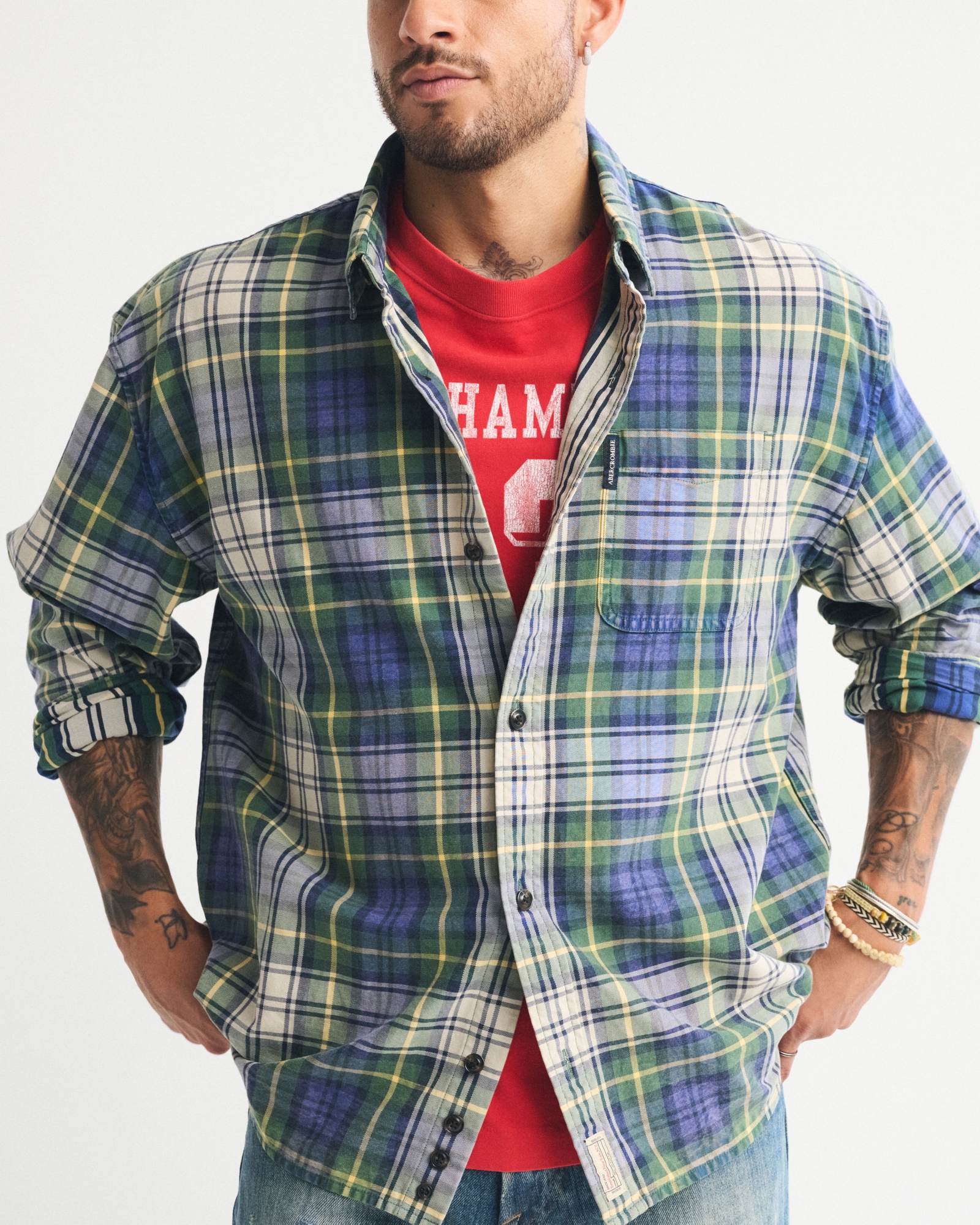 Plaid Button-Up Shirt