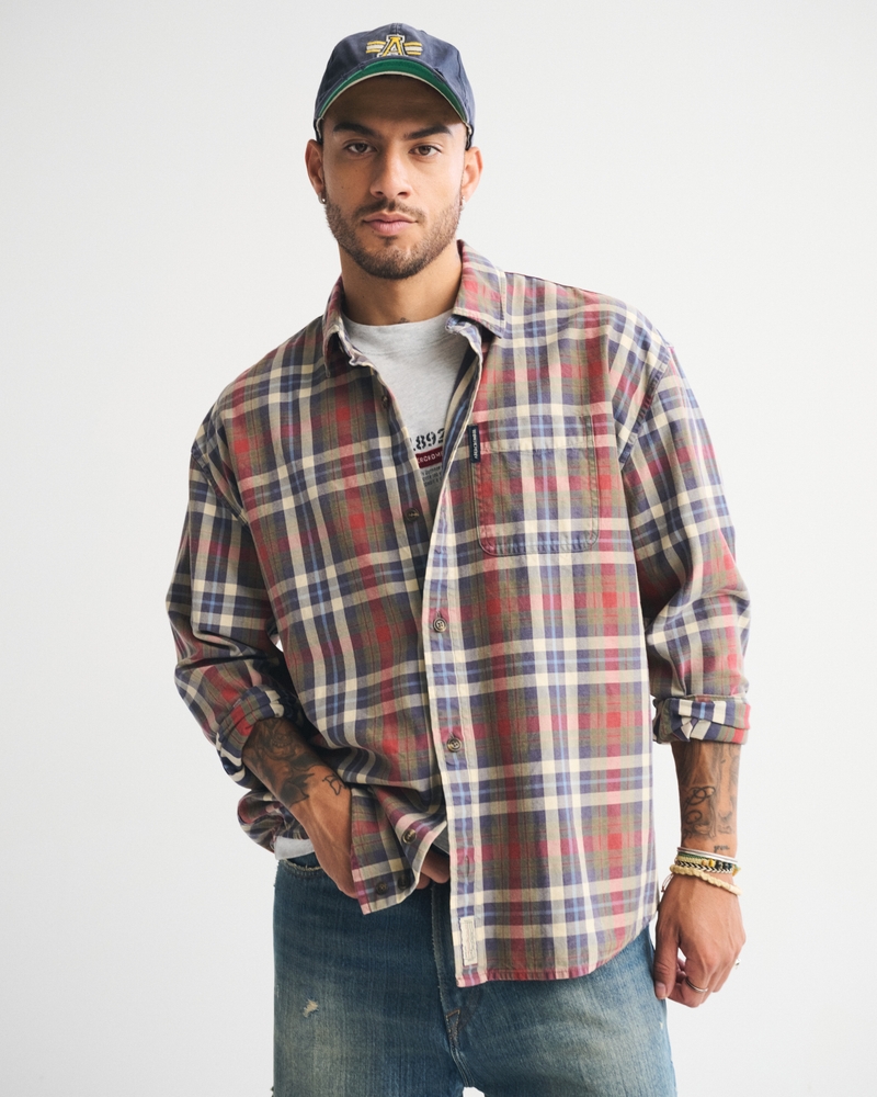 Plaid Button-Up Shirt