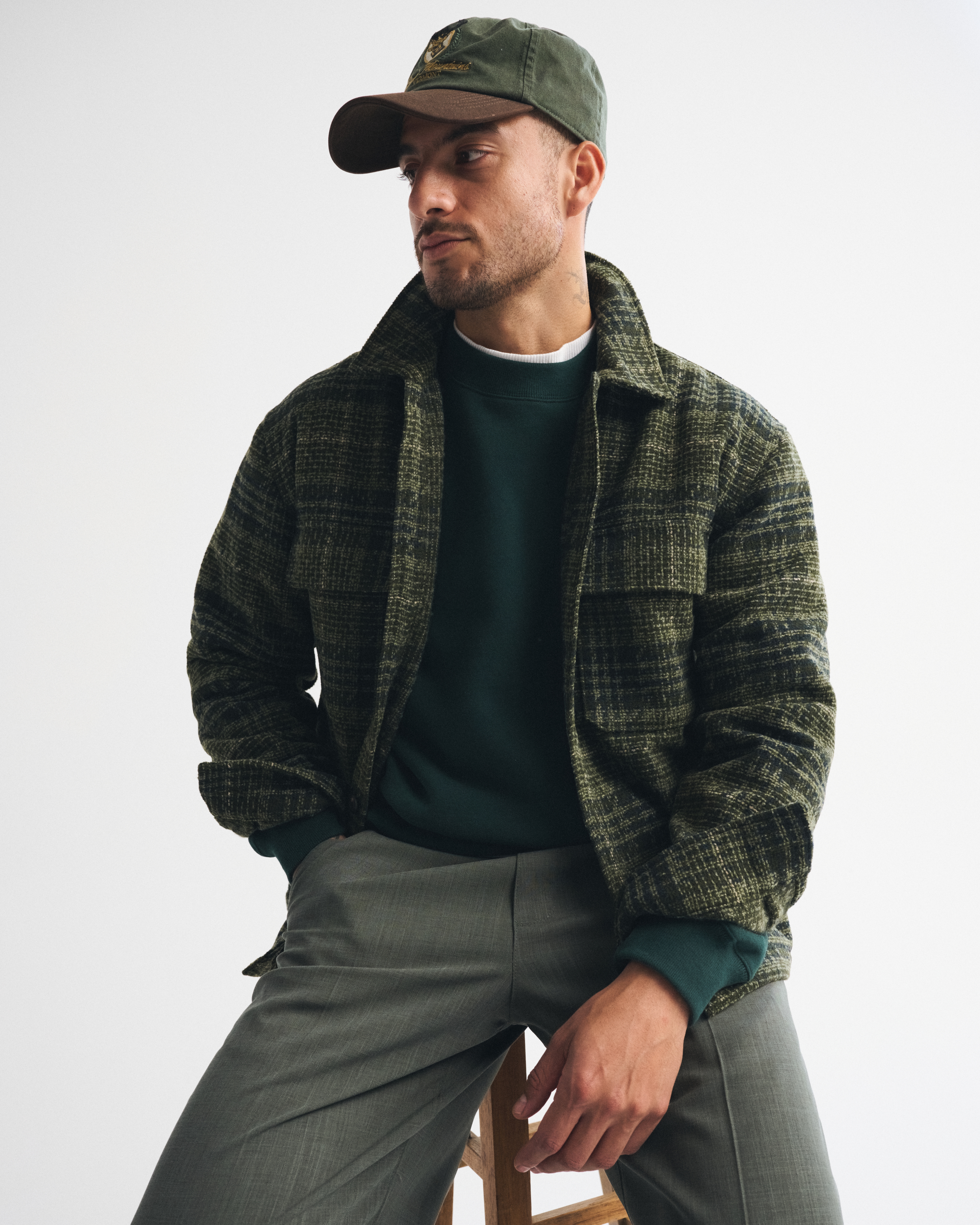 Abercrombie & Fitch Boucle Shirt Jacket In Green