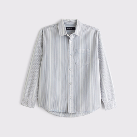 Мужские рубашки Abercrombie & Fitch Twill Striped Button-Up Shirt