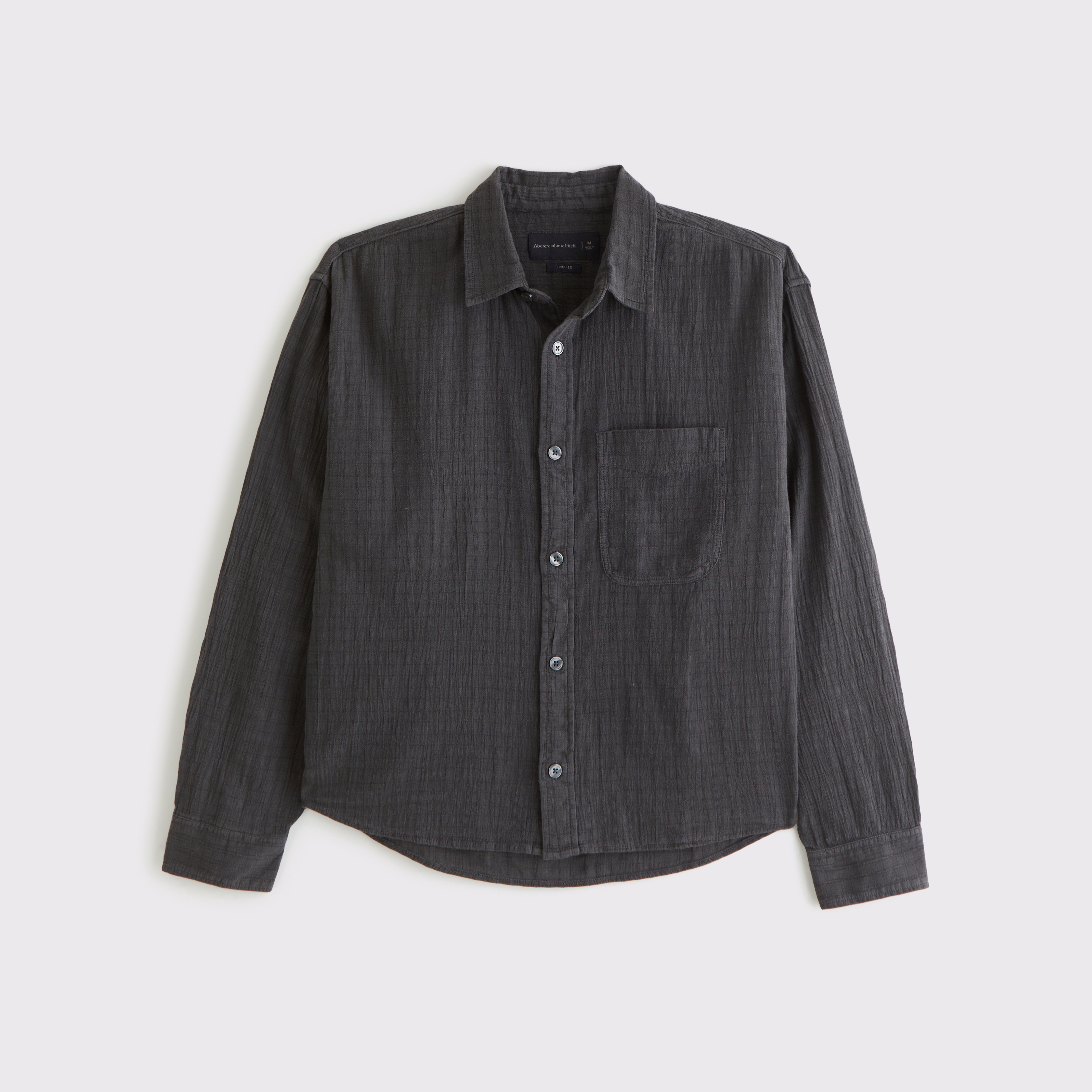 Abercrombie & Fitch Garment-dye Plaid Button-up Shirt In Black