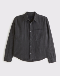 Garment-Dye Plaid Button-Up Shirt