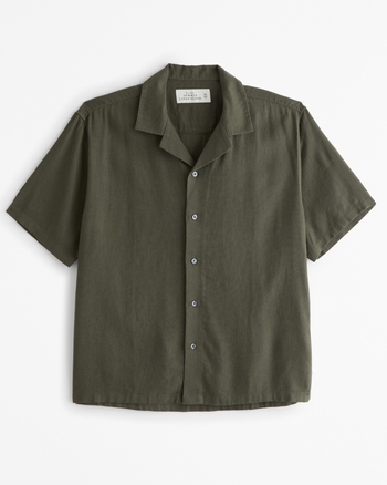 Men's Camp Collar Summer Linen-Blend Shirt | Men's Tops | Abercrombie.com