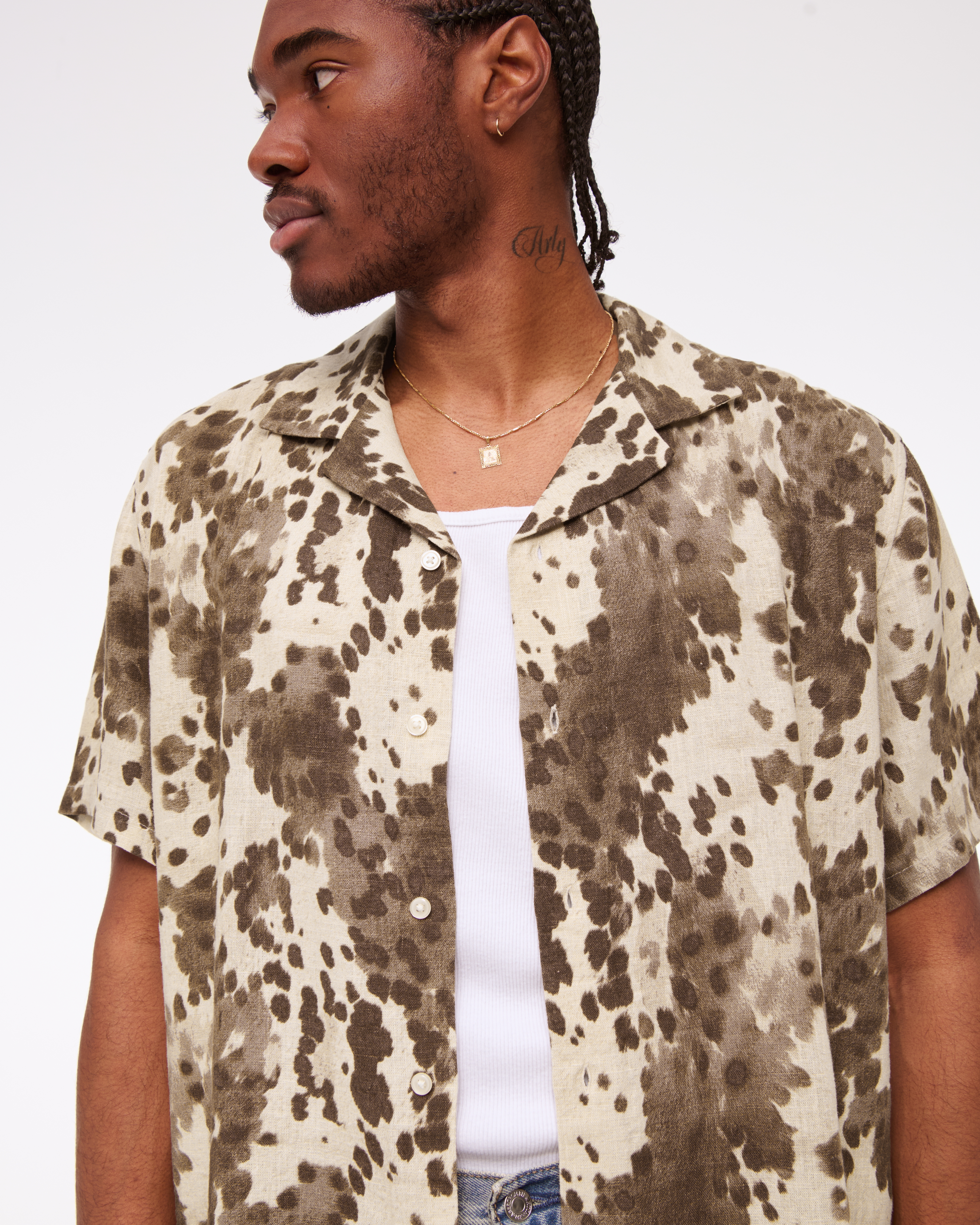 ★Abercrombie & Fitch★マクラーレンキャンプカラーシャツ Men's Camp Collar Summer Linen-Blend Shirt | Men's Tops