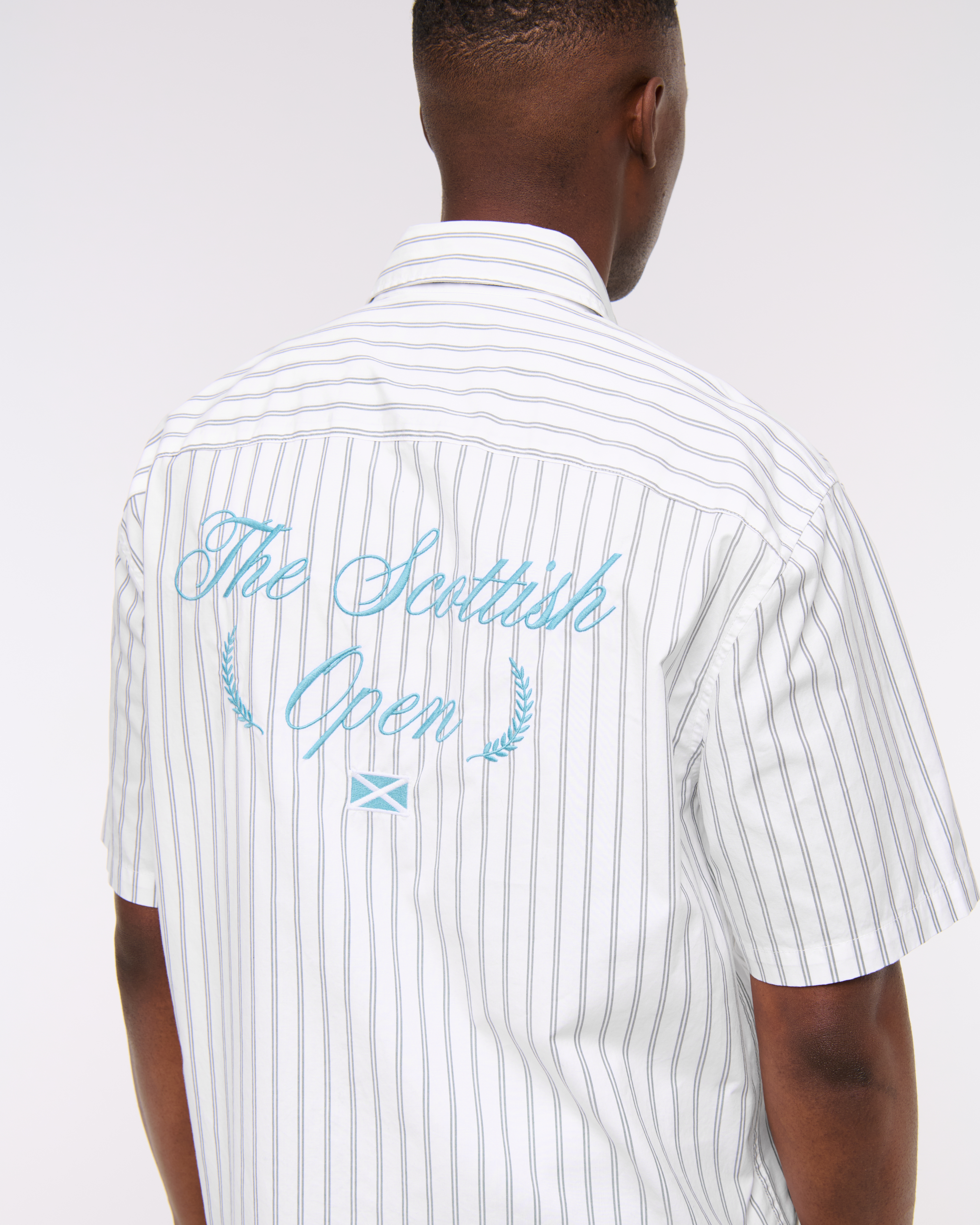 Мужские рубашки Abercrombie & Fitch Short-Sleeve PGA Scottish Open Button-Up Shirt — фото 3