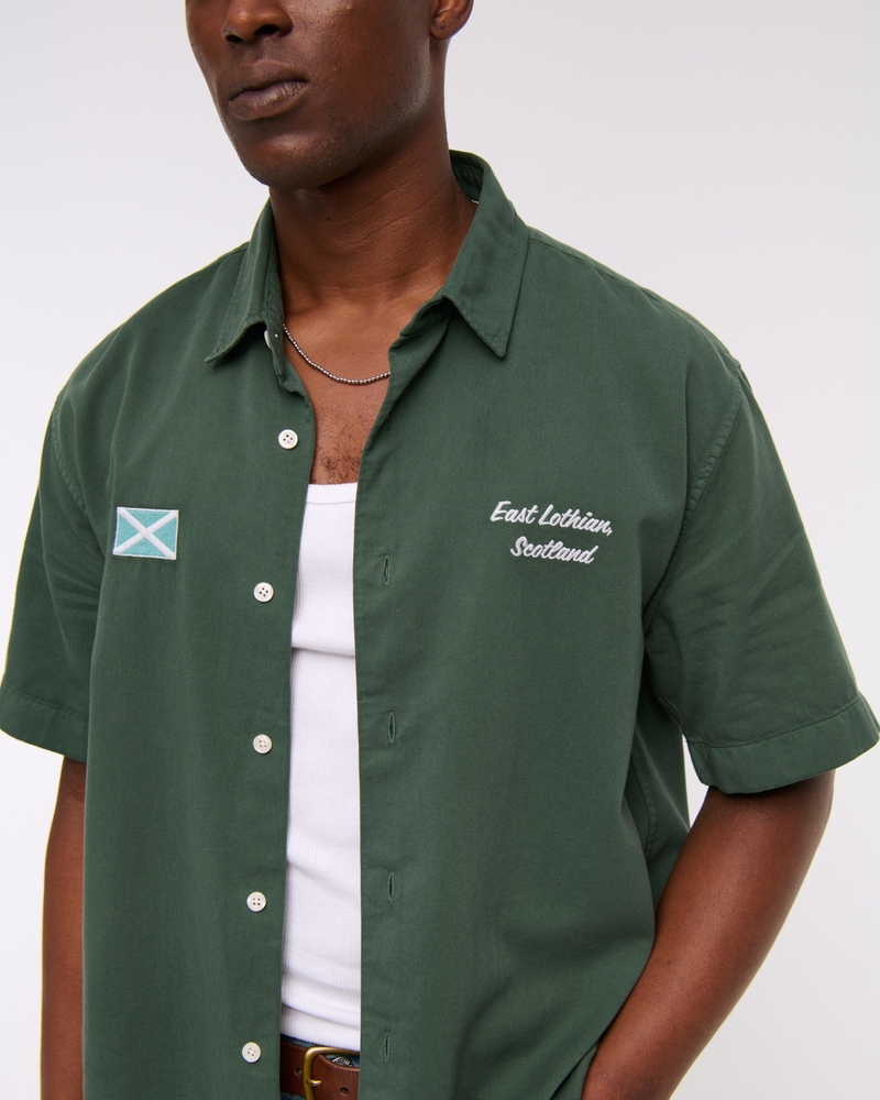 Short Sleeve Cropped PGA Scottish Open Button-Up Shirt