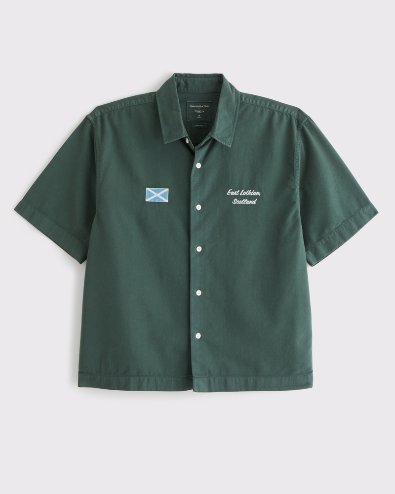 Short Sleeve Cropped PGA Scottish Open Button-Up Shirt