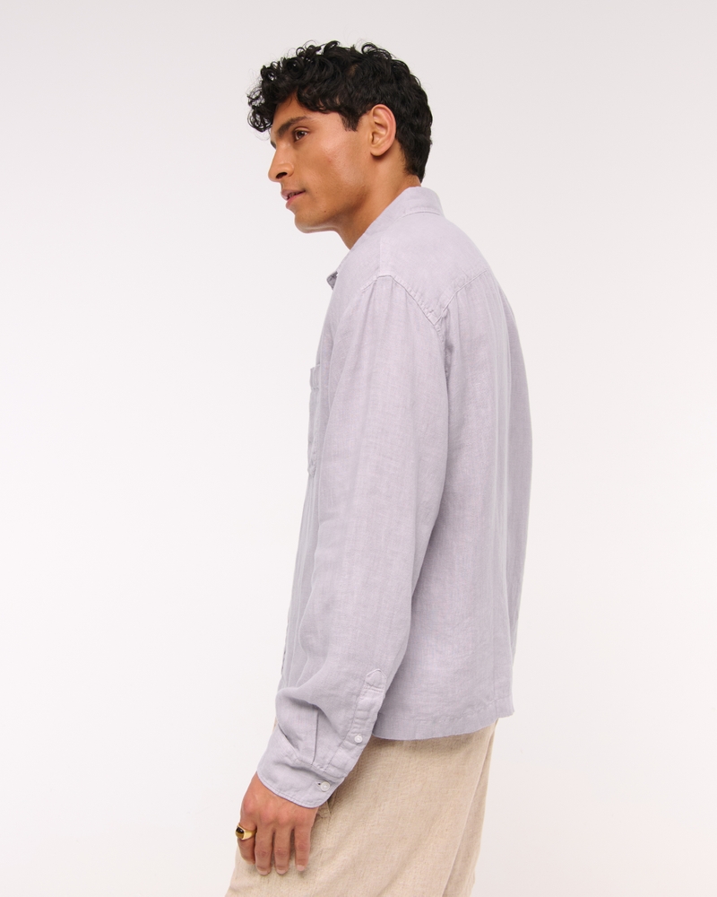Cropped 100% Linen Button-Up Shirt - thumbnail 4