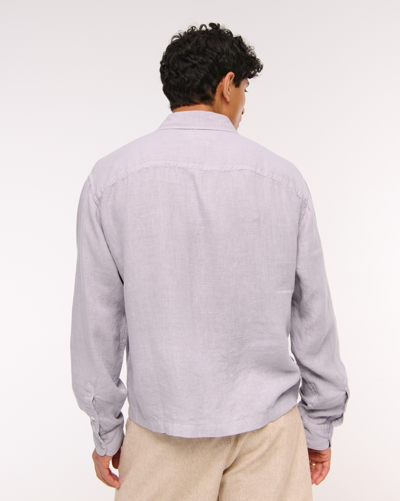 Cropped 100% Linen Button-Up Shirt - thumbnail 5