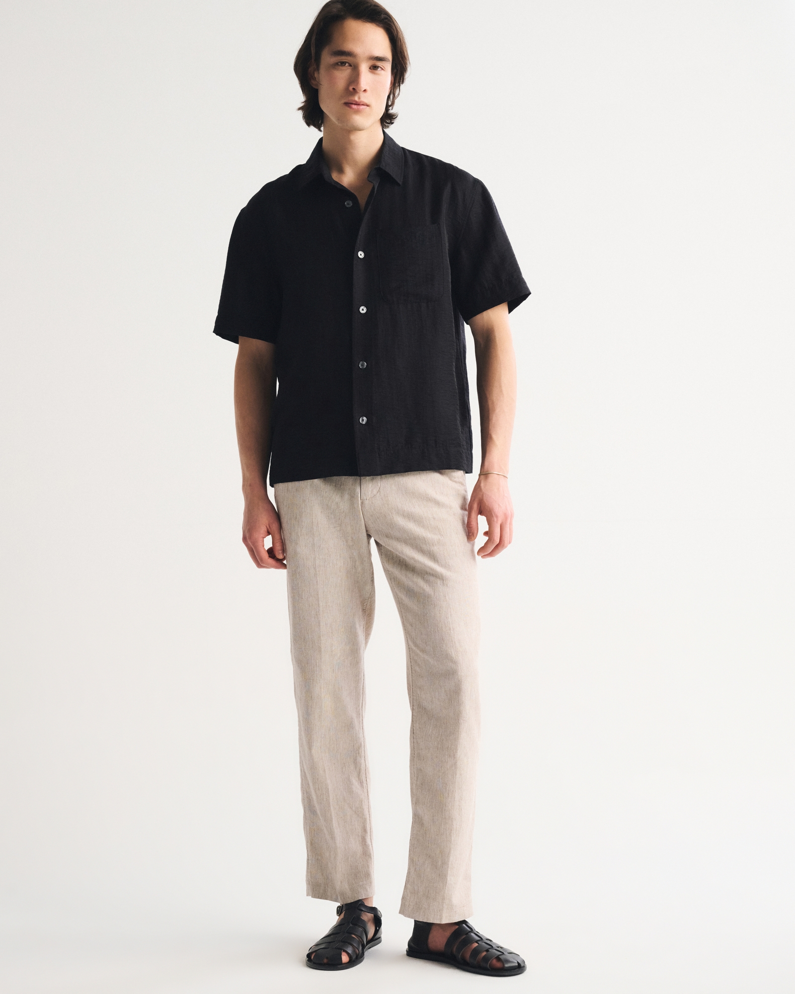 Short-Sleeve Gingham Button-Up Shirt