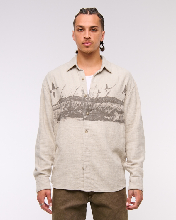 Slub Flannel, Oatmeal view 1