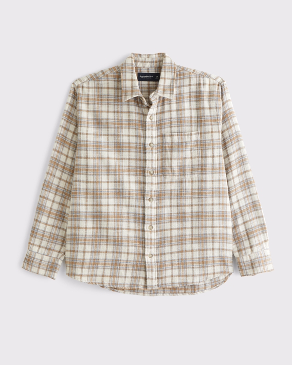 Slub Flannel, Cream Plaid view 1