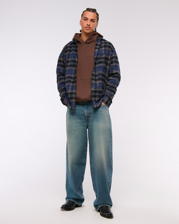 Slub Flannel, Navy Plaid view 2