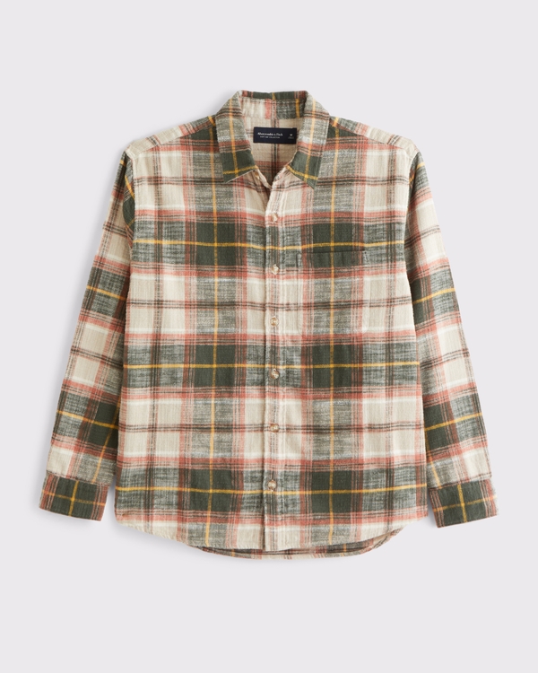 Slub Flannel, Green Plaid view 1