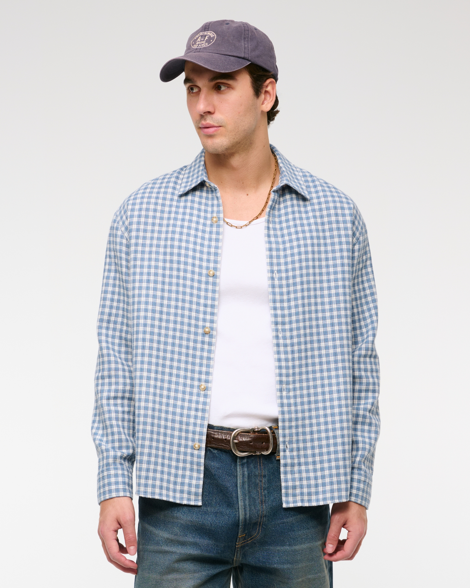Long-Sleeve Plaid Button-Up Shirt