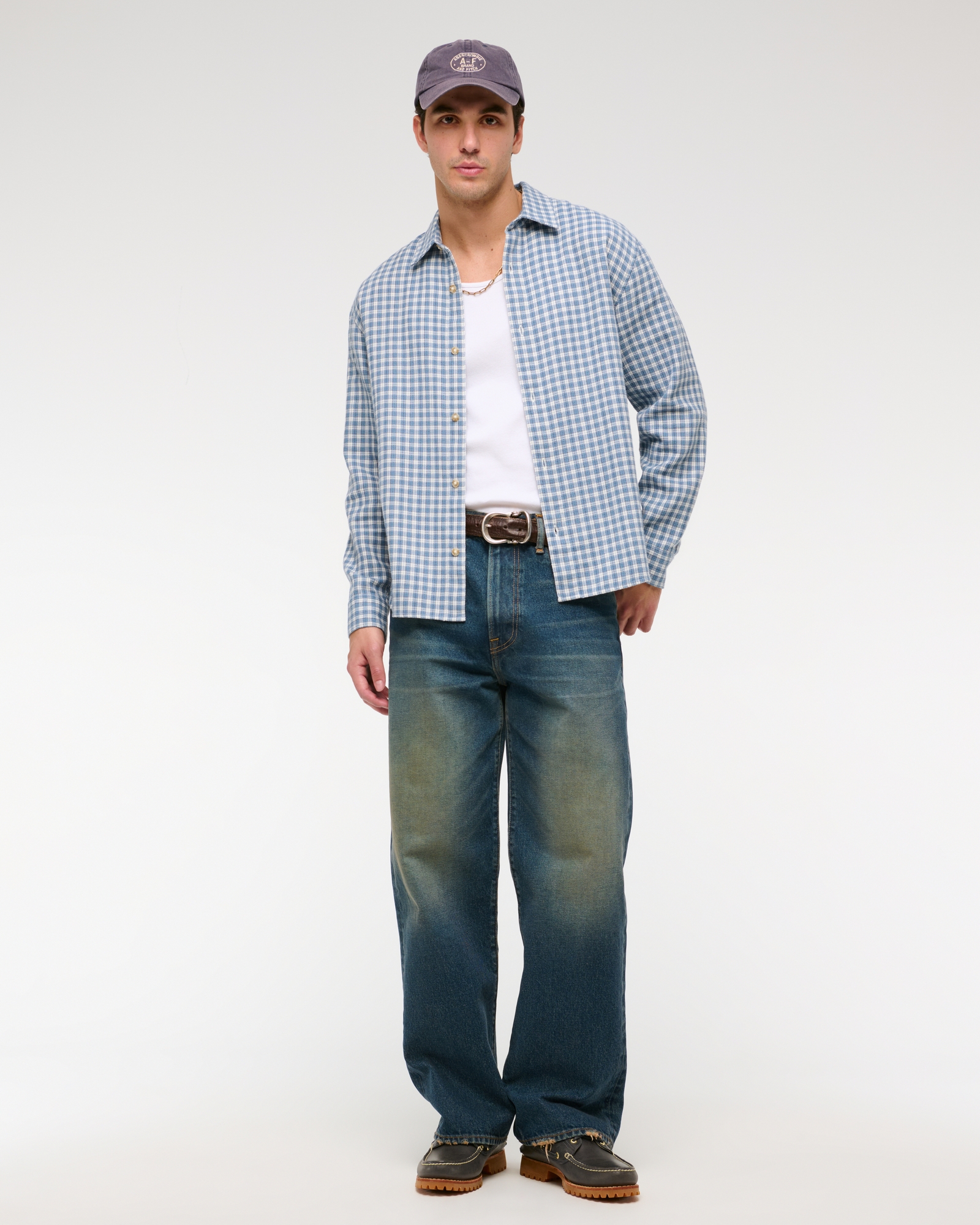 Long-Sleeve Plaid Button-Up Shirt