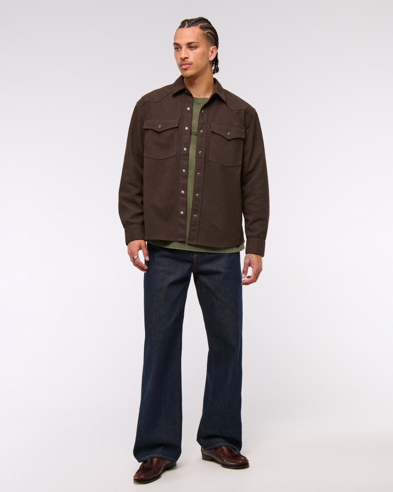 Vegan Suede Button-Up Shirt