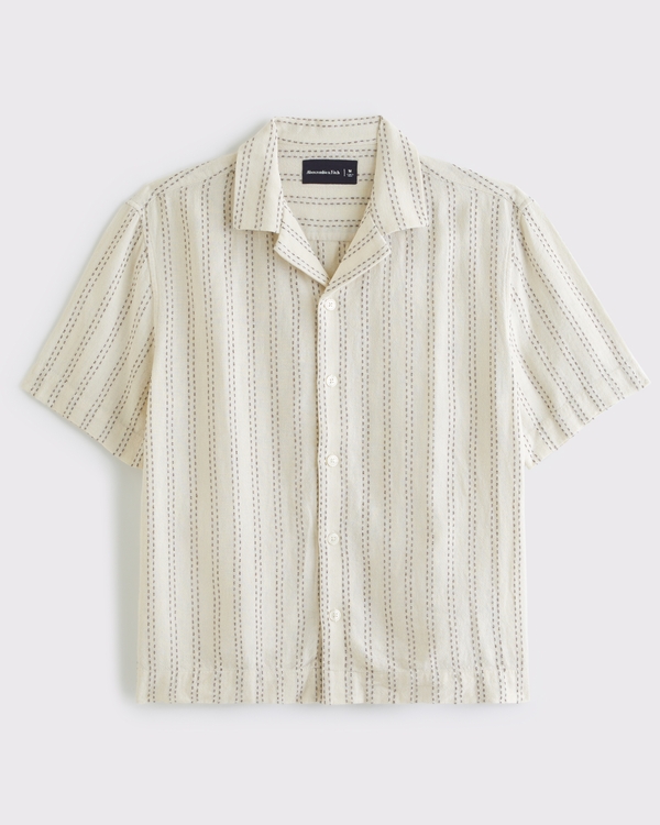 A&F Resort Shirt, Cream Stripe view 1