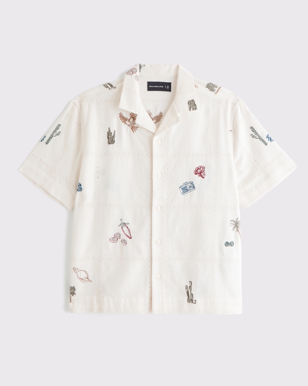 A&F Resort Shirt, Cream Pattern view 1