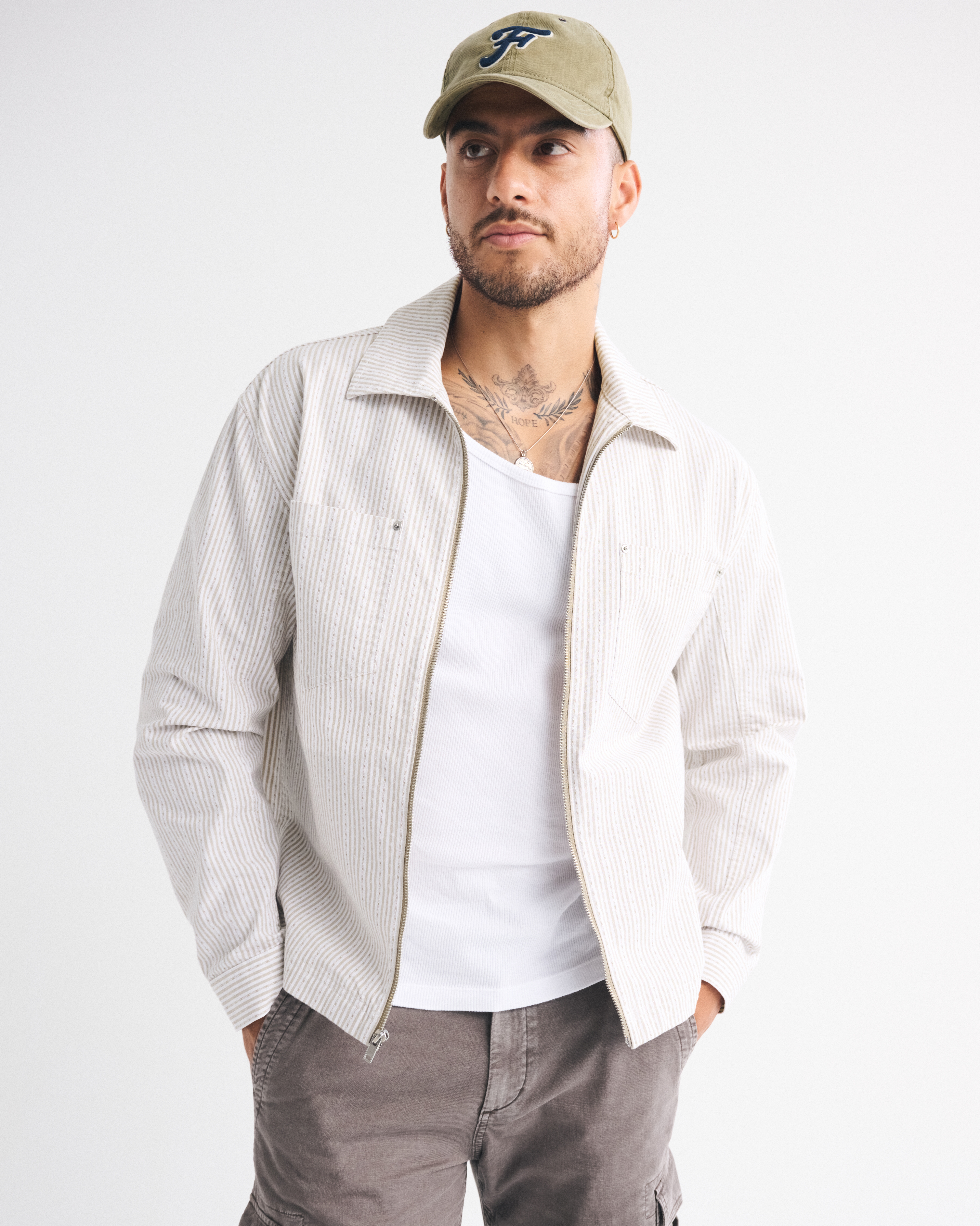 Men's Denim Zip Shirt Jacket | Men's Tops | Abercrombie.com