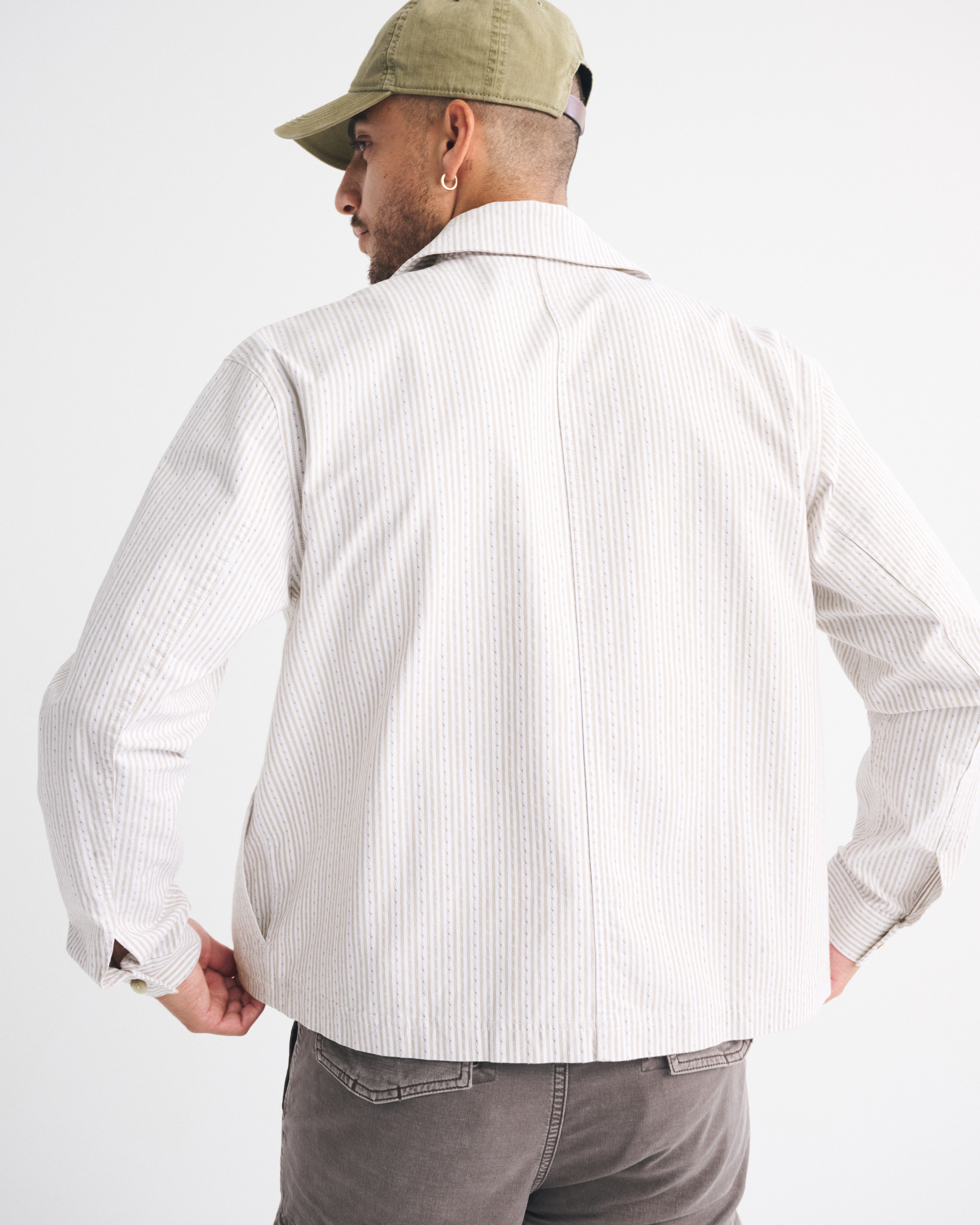 CaleカルSTRIPE SHIRT JACKET Kapital 8w Corduroy Drunk Stripe Cactus Coverall, Khaki