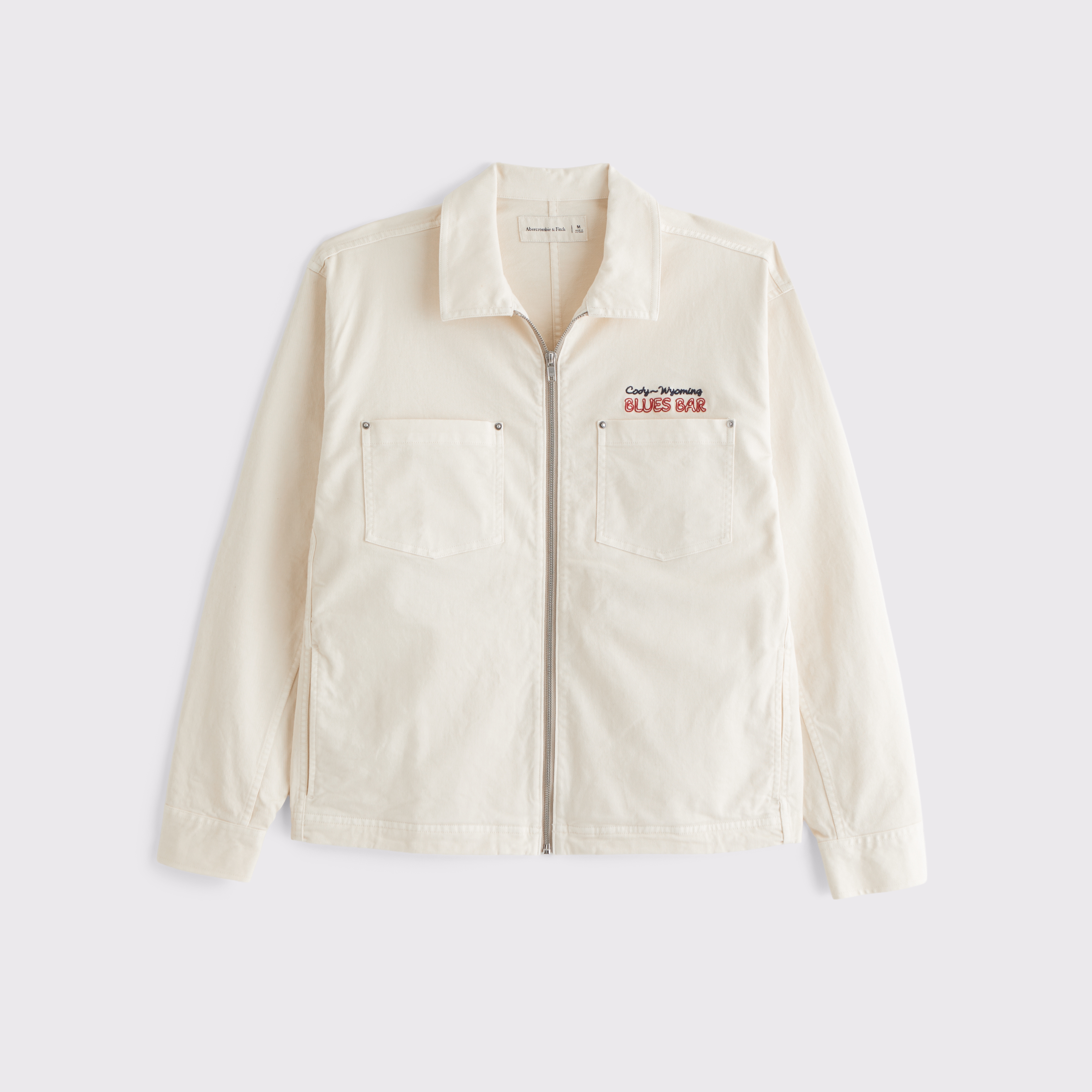 Abercrombie & Fitch Transitional Zip Shirt Jacket In White