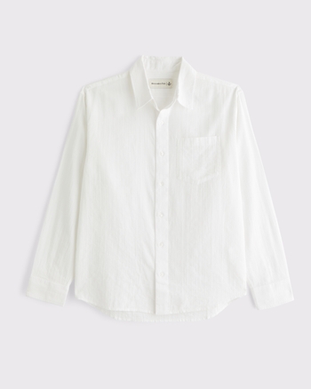 Garment-Dye Textured Button Up Shirt