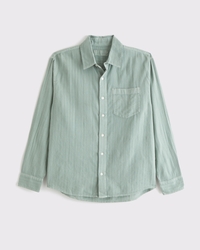 Garment-Dye Textured Button Up Shirt