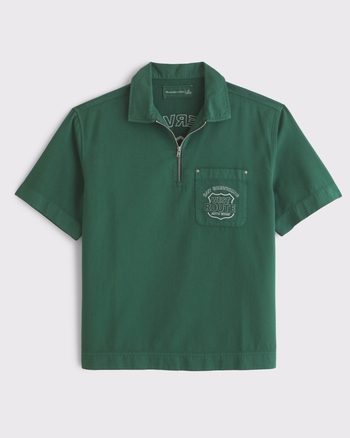 Graphic Zip Popover Shirt