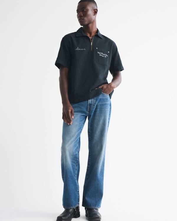 Graphic Zip Popover Shirt