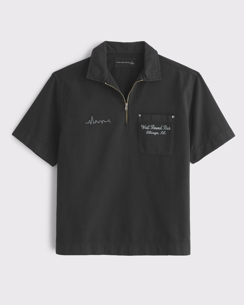 Graphic Zip Popover Shirt