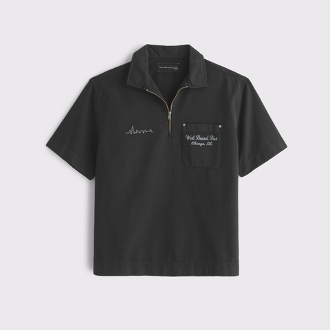 Мужские рубашки Abercrombie & Fitch Graphic Zip Popover Shirt