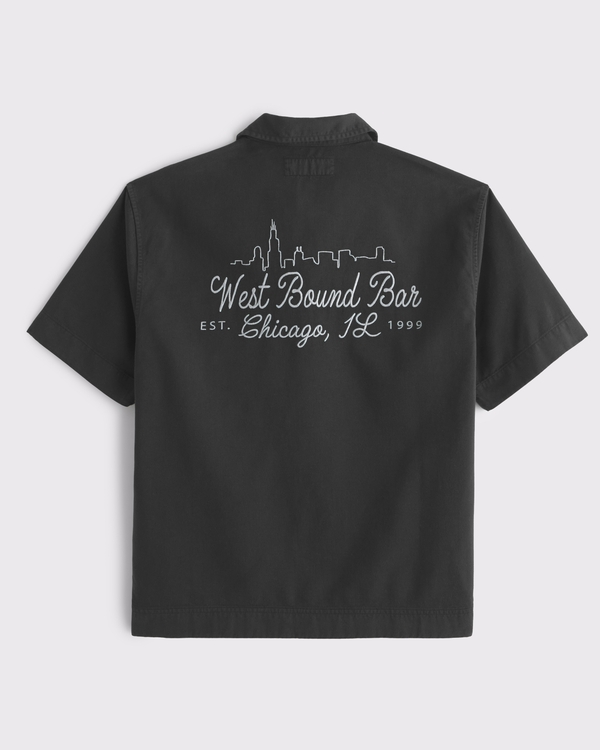 Graphic Zip Popover Shirt