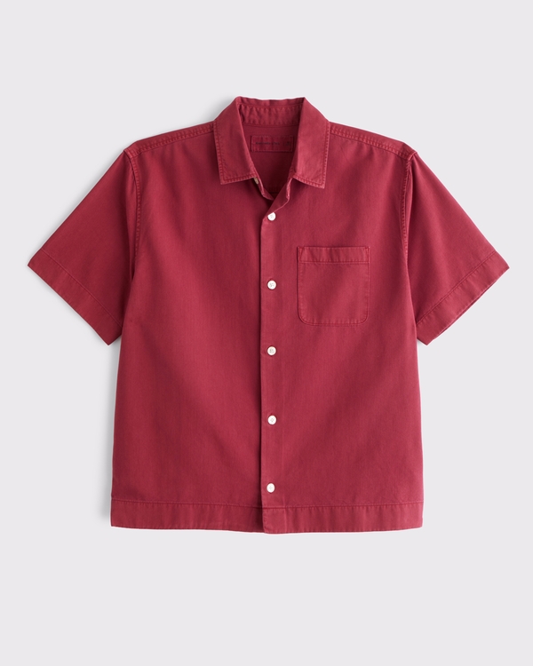 Sea Fade Short-Sleeve Drapey Twill Shirt