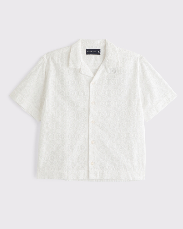 Camp Collar Lace Shirt, White view 1