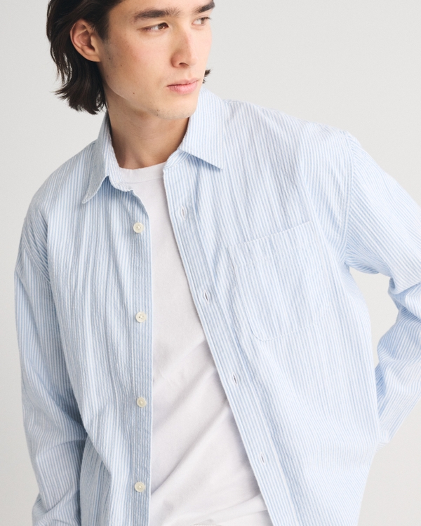 Seersucker Button-Up Shirt