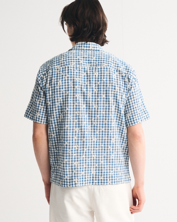 Short-Sleeve Gingham Button-Up Shirt