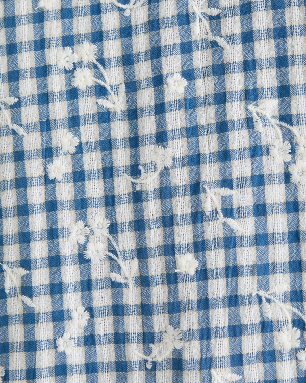 Short-Sleeve Gingham Button-Up Shirt