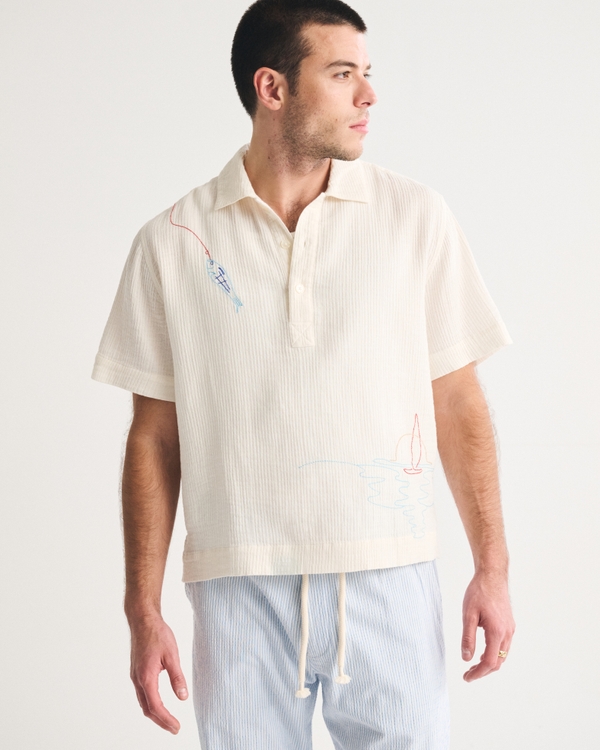 A&F Breezy Popover, Cream Pattern view 1