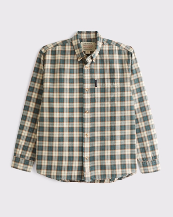 Plaid Button-Up Shirt