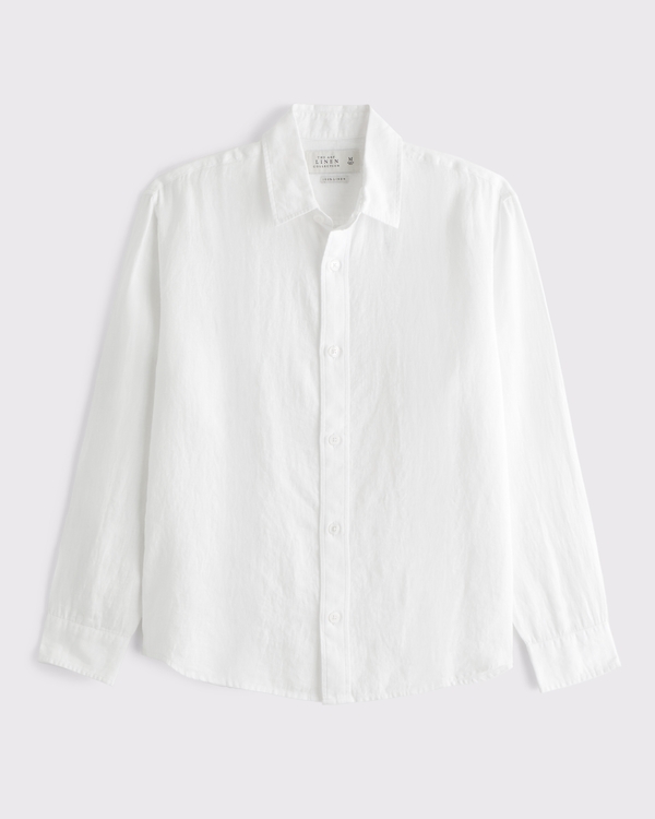 100% Linen Button-Up Shirt, White view 2