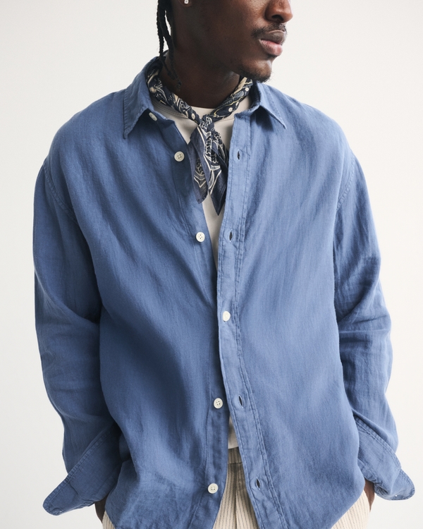 Men's 100% Linen Button-Up Shirt | Men's Tops | Abercrombie.com