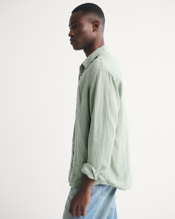 Men's 100% Linen Button-Up Shirt | Men's Tops | Abercrombie.com