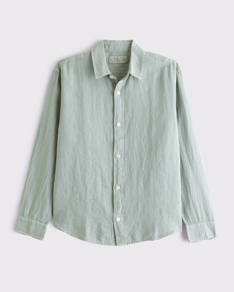light green dress shirt Men's Dress Shirt Long Sleeve 4-Way Stretch Wrinkle Free Sage Green Formal Shirt XL main image 0