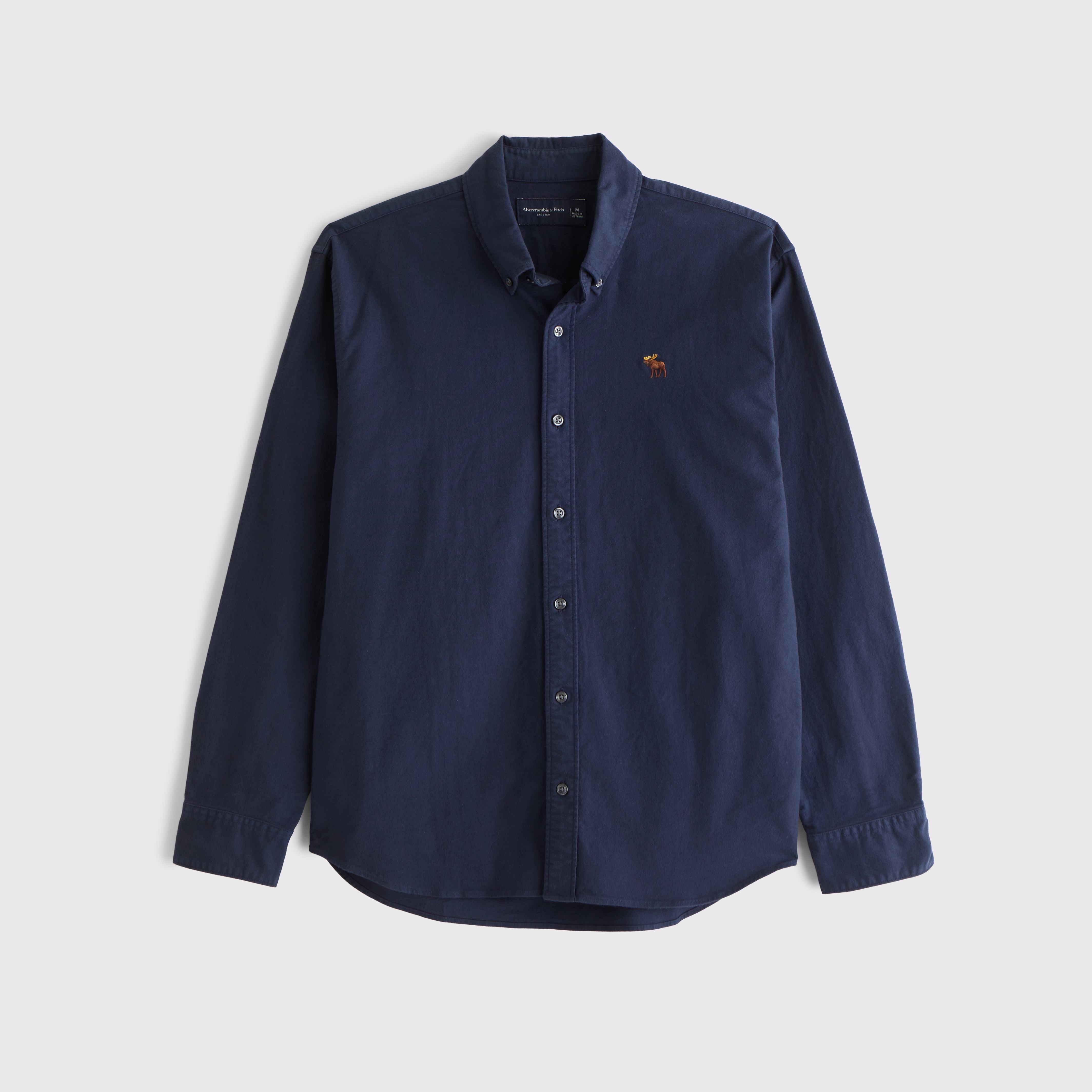 Мужская рубашка Abercrombie & Fitch Signature Icon Oxford, цвет: Глубокий синий — фото 1
