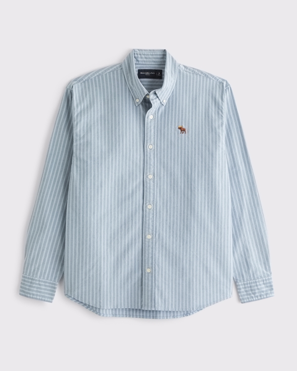 Signature Icon Oxford Shirt, Light Blue Stripe view 1