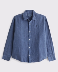 Chemise en lin boutonnée avec logo 100 % lin