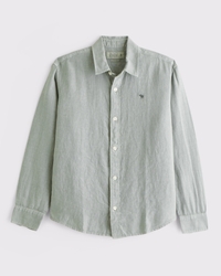 100%リネン アイコン ボタンアップシャツ