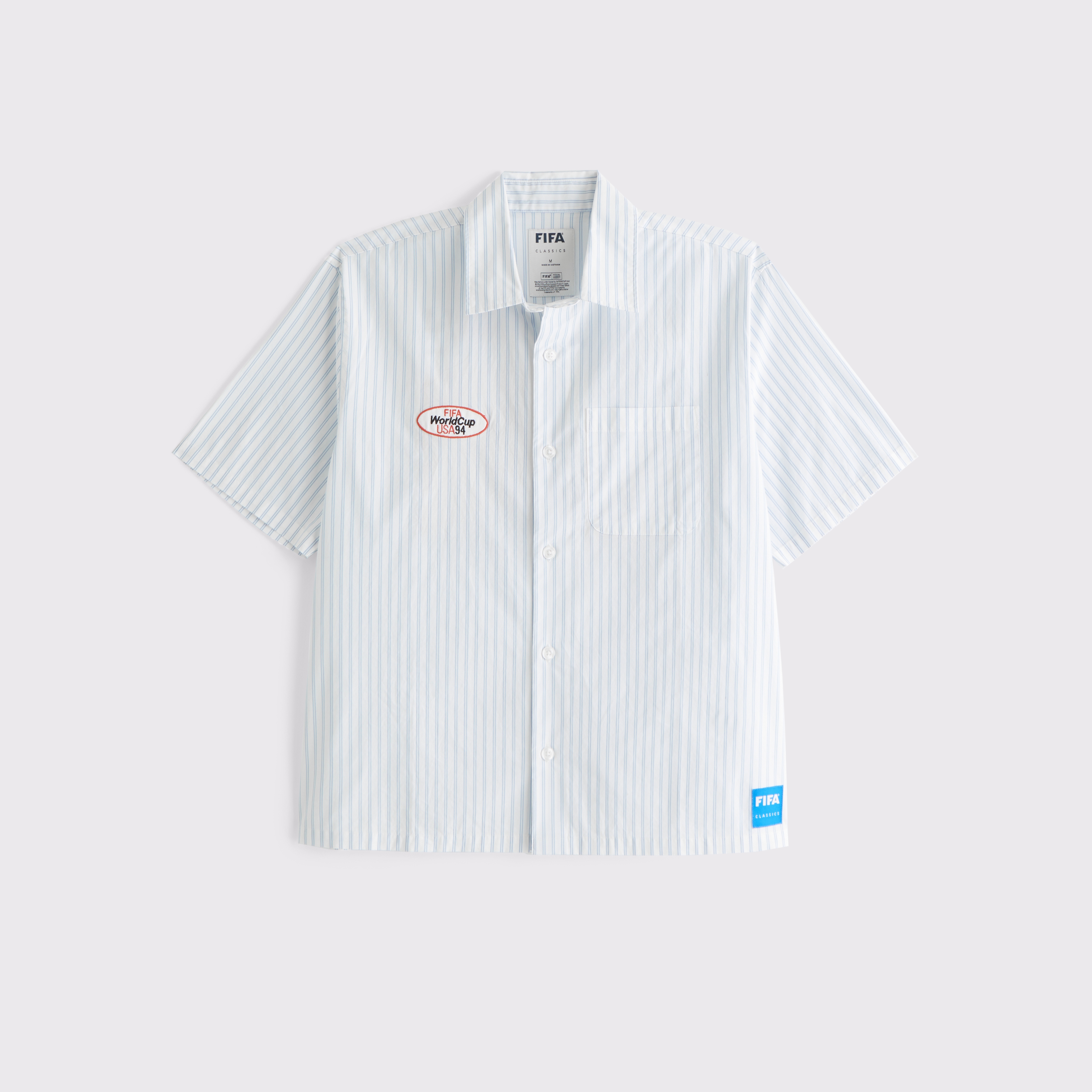 Мужская рубашка Abercrombie & Fitch World Cup Poplin, цвет: Белый / Синий — фото 2