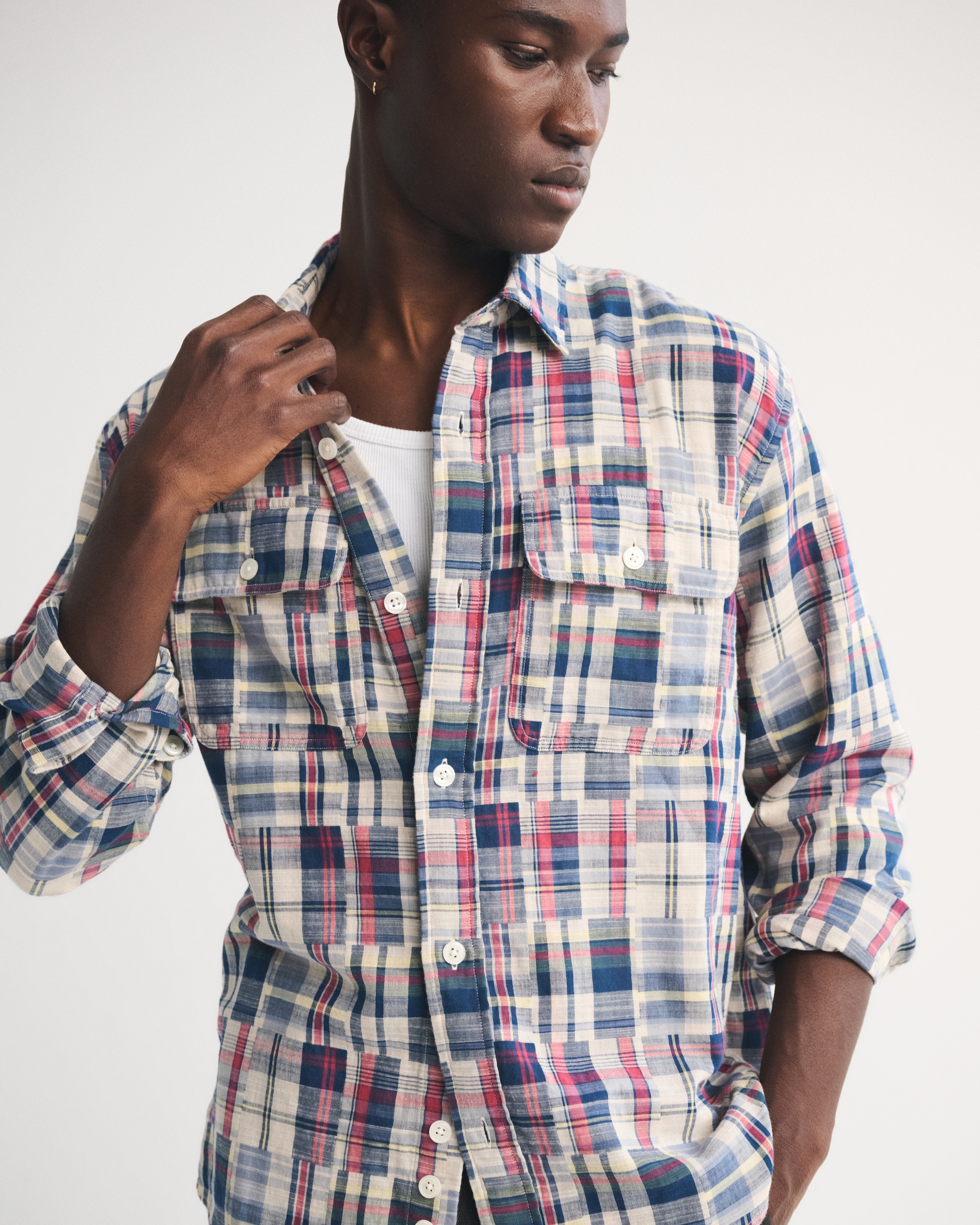 Мужские рубашки Abercrombie & Fitch Double-Cloth Button-Up Shirt — фото 3